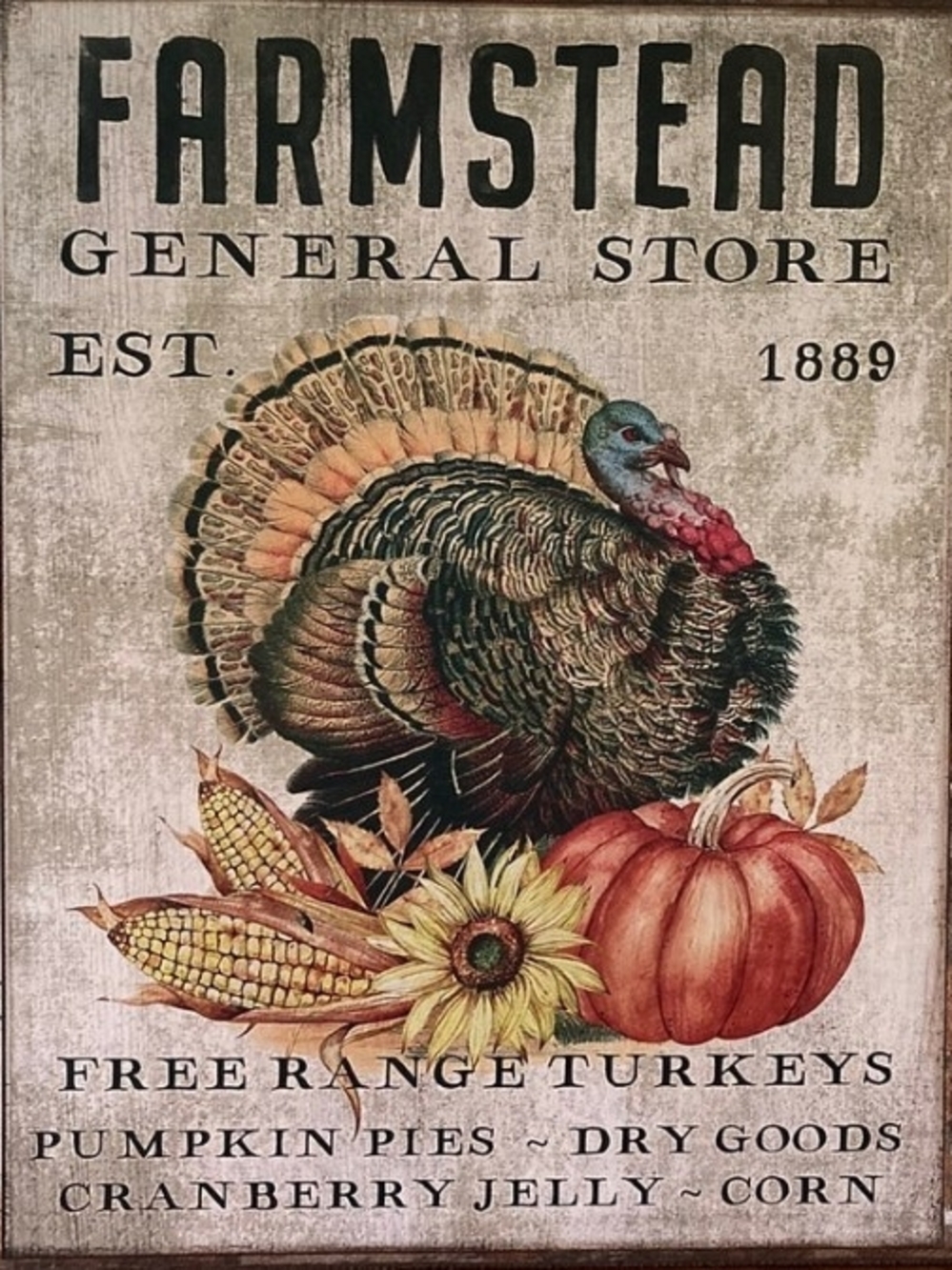 Farmstead General Store Harvest Turkey Wall Art - Pumpkin & Sunflower